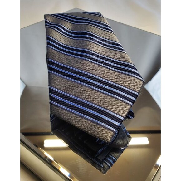 Jos. A. Bank Signature Collection Necktie Men's Silk Blue Gray Striped Tie - Picture 1 of 10